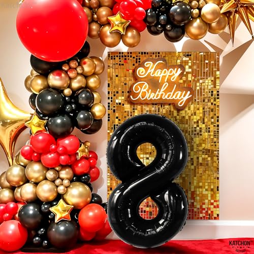 Image of KatchOn, Giant Black Number 8 Balloon - 40 Inch, Birthday Decorations
