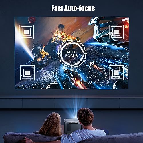 Beamer,18000Lumen,Mini Projektor Bluetooth 4K Full HD 1080P,Autofokus/Trapezkorrektur6D, Android 9.0,Heimkino Video Beamer Unterstützung kompatibel mit Smartphone/Laptop /MP3 /MP4 – Bild 5