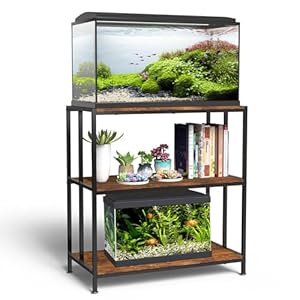 Fish Tank Stand for up to 10-20 Gallon Aquarium, 3 Tiers Heavy Duty Metal Aquarium Stand, Heavy Duty Turtle Tank Terrariums Tank Breeder Reptile Tank Stand for Home Office, 27.1” x 15.7” x 33.4”