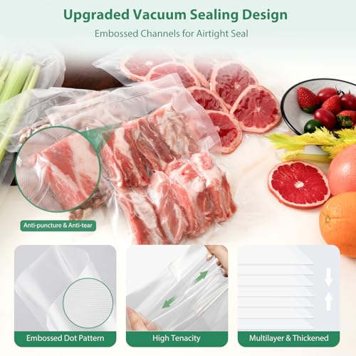 Image of Beelicious Pro Precut Vacuum Sealer Bags for Food Storage 100 Count 8 inch x 12 inch with BPA-Free, Heavy Duty, Commercial Vacuum Seal Bags for Sous Vide & Seal a Meal