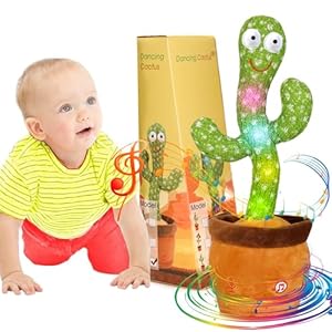Emoin Dancing Cactus Baby Toys 6 to 12 Months, Talking Cactus Toys Repeats What You Say Baby Boy Toys, Dancing Cactus Mimicking Toy with LED English Sing Talking Musical Toys