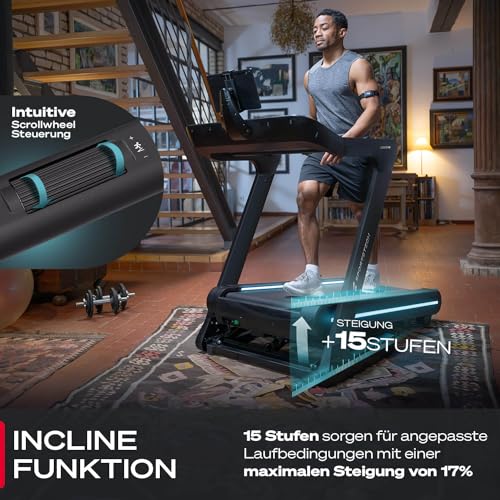 Sportstech Profi Laufband klappbar für Zuhause | Deutsche Qualitätsmarke | sTread Lite bis 20 km/h mit APP | große Lauffläche mit 17% Incline bis 150 kg | LED & Tabletholder | Fitness Treadmill – Bild 4