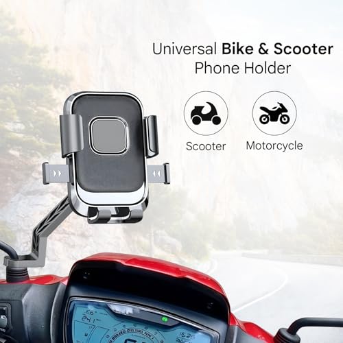 Image of HUMBLE Bike Phone Holder for Handlebar & Mirror Mount, 360 Rotatable Mobile Holder, Shock-Absorbent Clamp, Adjustable Smartphone Mount for 4-6.9 Inch Phones, Bike & Scooter Compatible (BK-089)