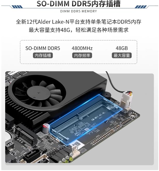 4 x LAN 2,5 GbE avec DDR5 4800 MHz MAX 48 Go, N150 (jusqu'à 3,6 GHz, 8 Go