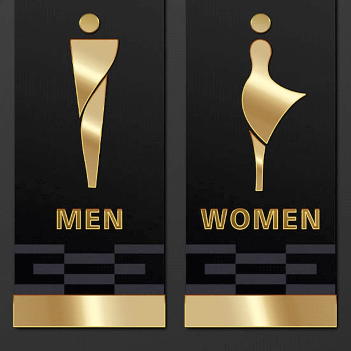 Cartel unisex para la puerta del aseo, Juego de figuras decorativas de acrílico for baño, letrero moderno for baño, for hombres y mujeres(Silver)