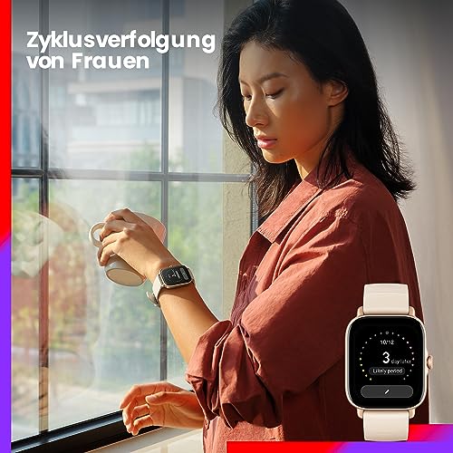 Amazfit GTS 3 Smartwatch Fitness, Kontrolle des Menstruationszyklus, Herzfrequenz, SpO2 und Stresslevel, intelligente Uhr mit mehr als 150 GPS-Sportmodi, 5 ATM wasserdicht, integrierte Alexa (Weiß) – Bild 6