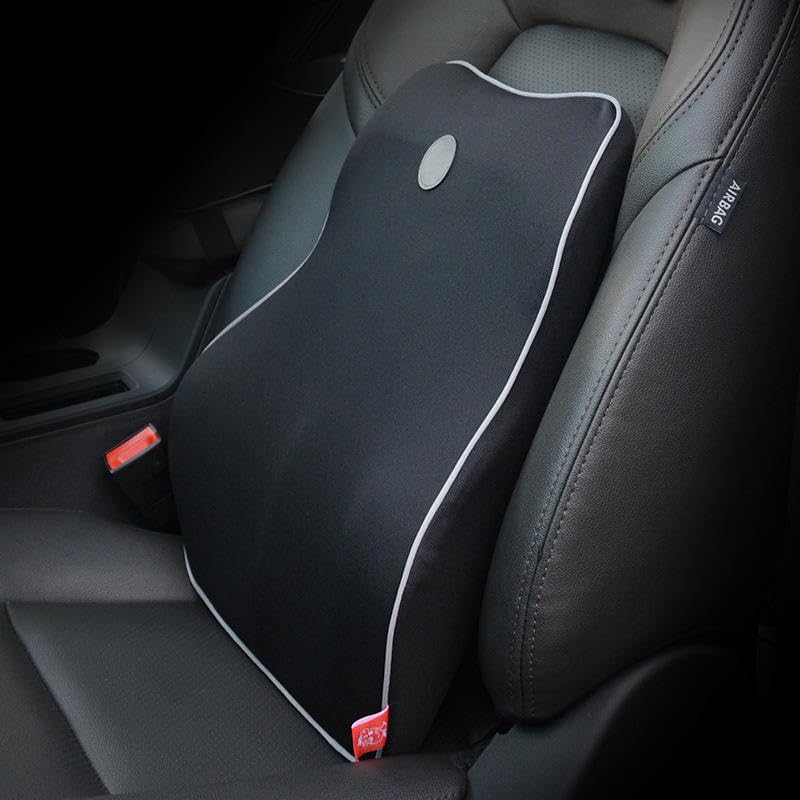 Image of YOURKARTS.COM Car Seat Lumbar Support Cushion | Memory Foam Back Support Pillow for Car Driving | Orthopedic Lower Back Pain Relief Cushion for Office & Home | Breathable & Comfortable Backrest