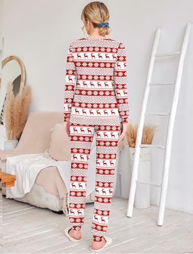 Image of Ekouaer 2 Pack Pajama Sets for Women,Long Sleeve Top With Jogger Pants Lounge Set Sleepwear with Pockets