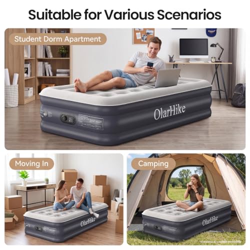 Image of OlarHike 20 inch H Twin Air Mattress with Built in Pump,Inflatable Bed, 400lb