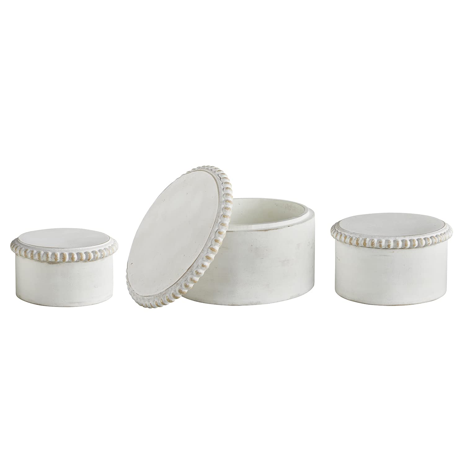 47th & Main Wooden Stacking Box, Set of 3, Whitewashed