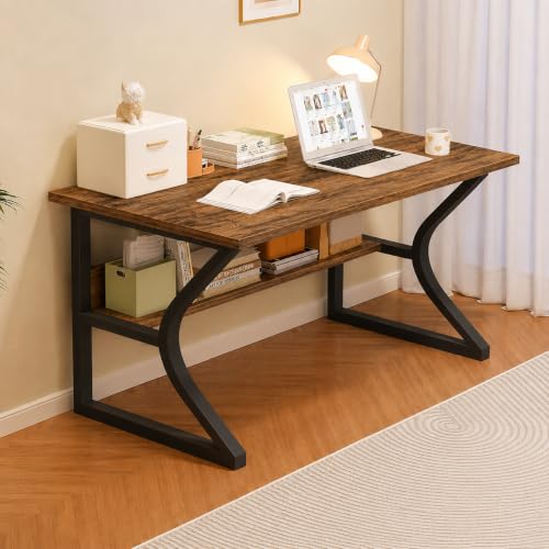 Image of Klaxon Wood & Metal Finish Study Table | 1 Year Warranty Study Table for Students /Adults, Computer Table, Office Table (Arko White, DIY Installation) (Black, 150 CM) (FD - Arko - 150 CM)