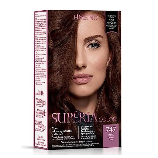 Kit Banho De Brilho Amend Supéria Color, 100g, Sem Amônia, Condiciona Os Fios Realçando A Cor, Brilho Intenso E Vitalidade Aos Cabelos, Sem Amônia E Sem Oxidantes (747 Canela)