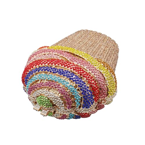 Image of Women Ice Cream Crystal Evening Bag Luxury Rhinestone Clutch Wedding Party Minaudiere Purse and Handbag for Cocktail