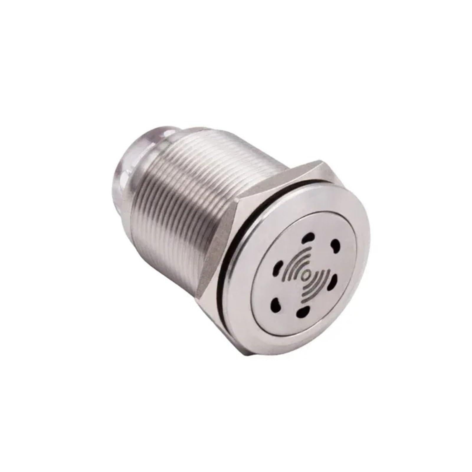 KFGWOPOYVY 19mm 22mm LED Loud Intermittent Flashing Warning Light Buzzer 12V 24V 220V Mini Red Lamp Alarm Stainless Steel Metal(22mm,220V)