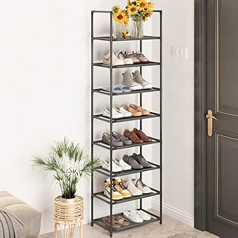 Z&L HOUSE 8 Tier Shoe Rack Narrow, Sturdy Shoe Rack Tall Store 16-20 Pairs of Shoes, Stackable Shoe Shelf for Closet Entryway to Increase The Use of Space Cover