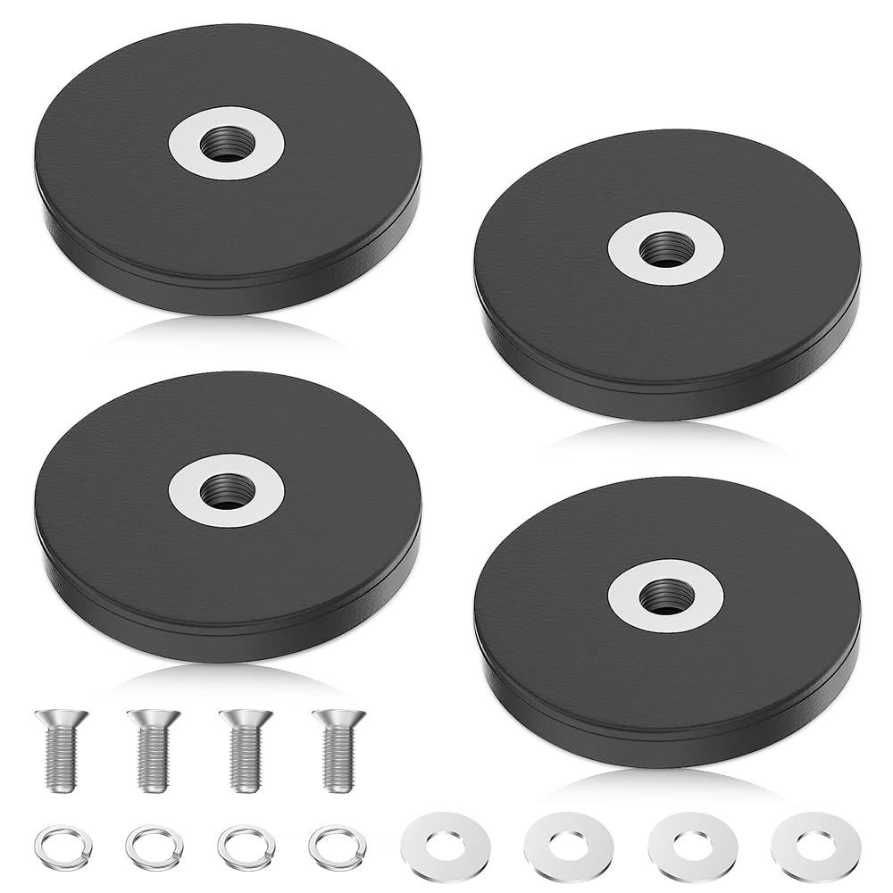 Newpop Magneti Neodimio, 43 mm Magnete Potente, Rotonde Gummiert Magnete con Filettatura Interna M4, Calamite con Vite, Forza di Tenuta 8.5 kg