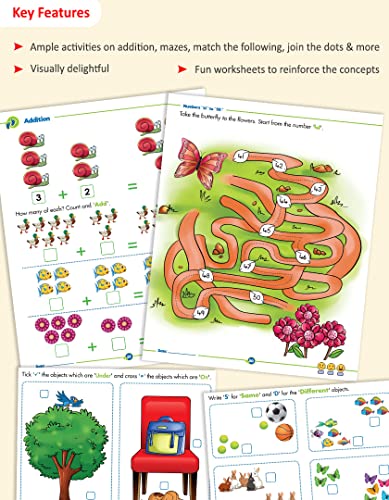 Image of Woodsnipe Beginner Maths and Number Writing Practice Worksheets for Early Learning| Age 2 to 6 Years| Ample Preschool Activities, Numbers 1 to 100, Shapes, Counting, Comparison, Addition, Subtraction