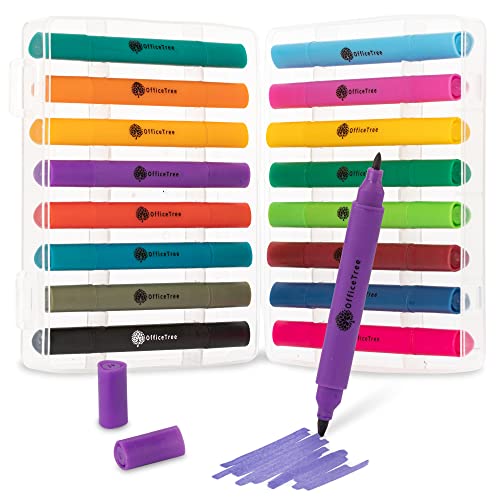 OfficeTree 16 minirotuladores de alcohol - colores intensos - Juego de rotuladores al alcohol - Juego Touch Twin Marker para dibujar, pintar y hacer manualidades