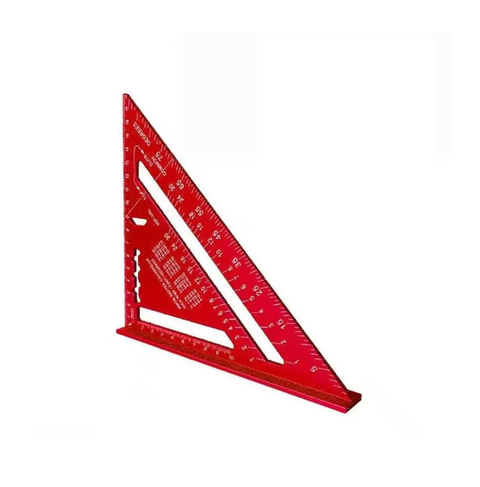 7Inch Triangle Ruler Measurement Tool Aluminium Alloy Carpenter Tools Inch Metric Angle Ruler Speed Square Woodworking Tools for Machine Shop(Red-metric)