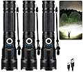 ECLINCO 3 Pack Rechargeable Flashlight High Lumens, 99,000 Lumens Super Bright LED Flashlights with Adjustable Focus, 5 Modes, IPX7 Waterproof Powerful Flashlight for Camping, Hiking, Home
