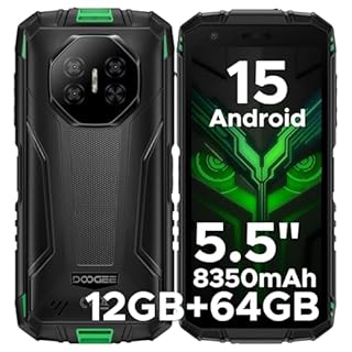 DOOGEE Fire 3 Outdoor Handy Android 15, Octa-Core Prozessor 8350mAh, 12GB+64GB/2TB TF Outdoor Smartphone Ohne Vertrag, 5.5" IPS HD+ Baustellenhandy, 13MP AI Kamera, Widevine L1/4G Dual SIM/Face ID/NFC