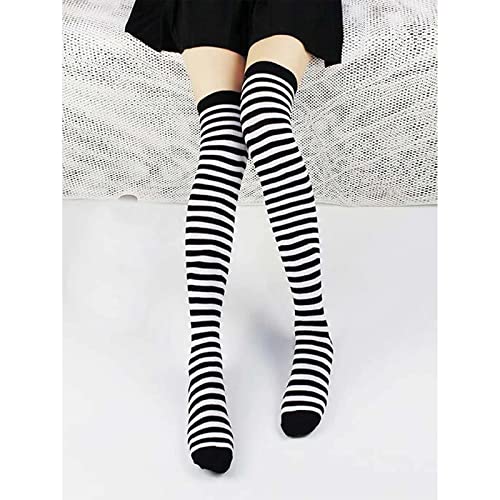 Image of DRESHOW Extra Long High Thigh Socks Striped Over Knee Thin Tights Long Stocking