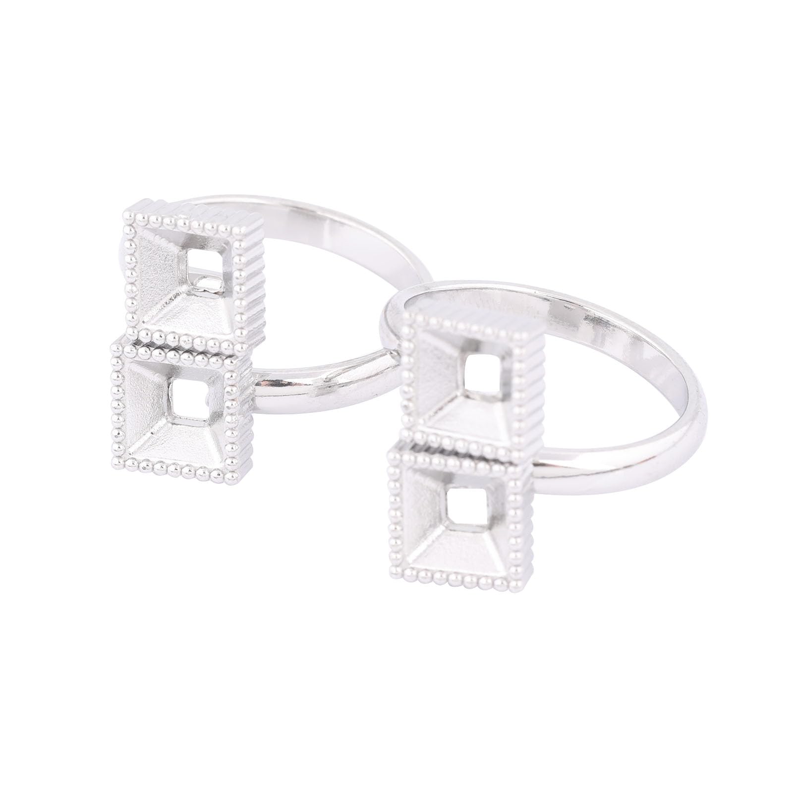 Reidgaller 20pcs Adjustable Cabochon Ring Setting Blanks for 6mm Square Crystal Stones Stainless Steel DIY Jewelry Making Supplies