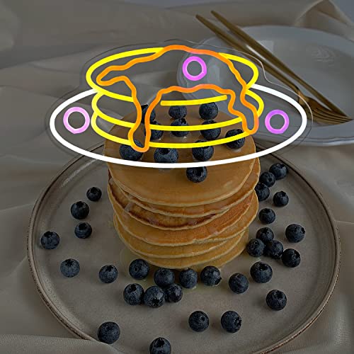 Image of Pancake LED Neon Sign Breakfast Neon Light for Kitchen Restaurant Bakery Cafe Brunch Shop Wall Decoration USB /Dimmable Switch Fast Food Pancakes Advertisement Lamp