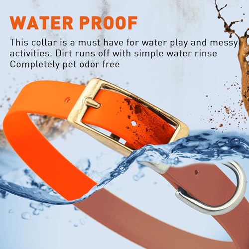 Image of Viper Biothane Heavy Duty Waterproof Dog Collar Strong Coated Nylon Webbing w /Solid Brass Hardware Odor-Proof Easy to Clean High Performance Fits Small Medium or Large Dogs, Hunter Orange