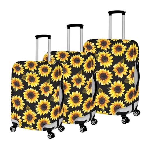 Sunflower Luggage Cover for Travel Hippie Suitcase Protector Fit 25-28 Inch Baggage Covers Portable Elastic Suitcase Covers Sunflower Print Womens Travel Bags with Zipper Bottom