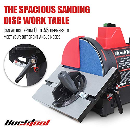 BUCKTOOL Pro 1HP Bench Belt Sander for Metal Working, 4 x 36 in Belt and 8 in Disc Sander with 1HP Direct-drive Motor, Benchtop for Metalworking, BD4801-M - Image 7