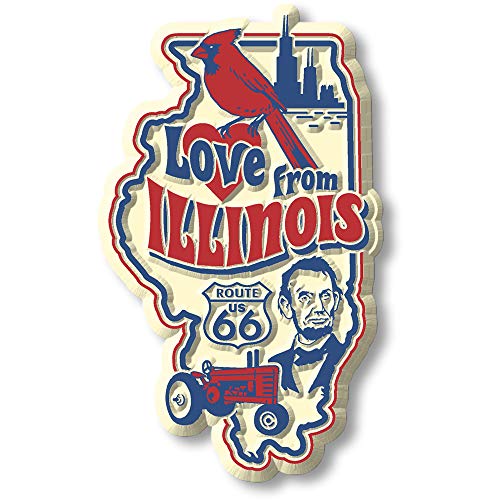Imán decorativo Love from Illinois vintage 2 x 3.3 pulgadas