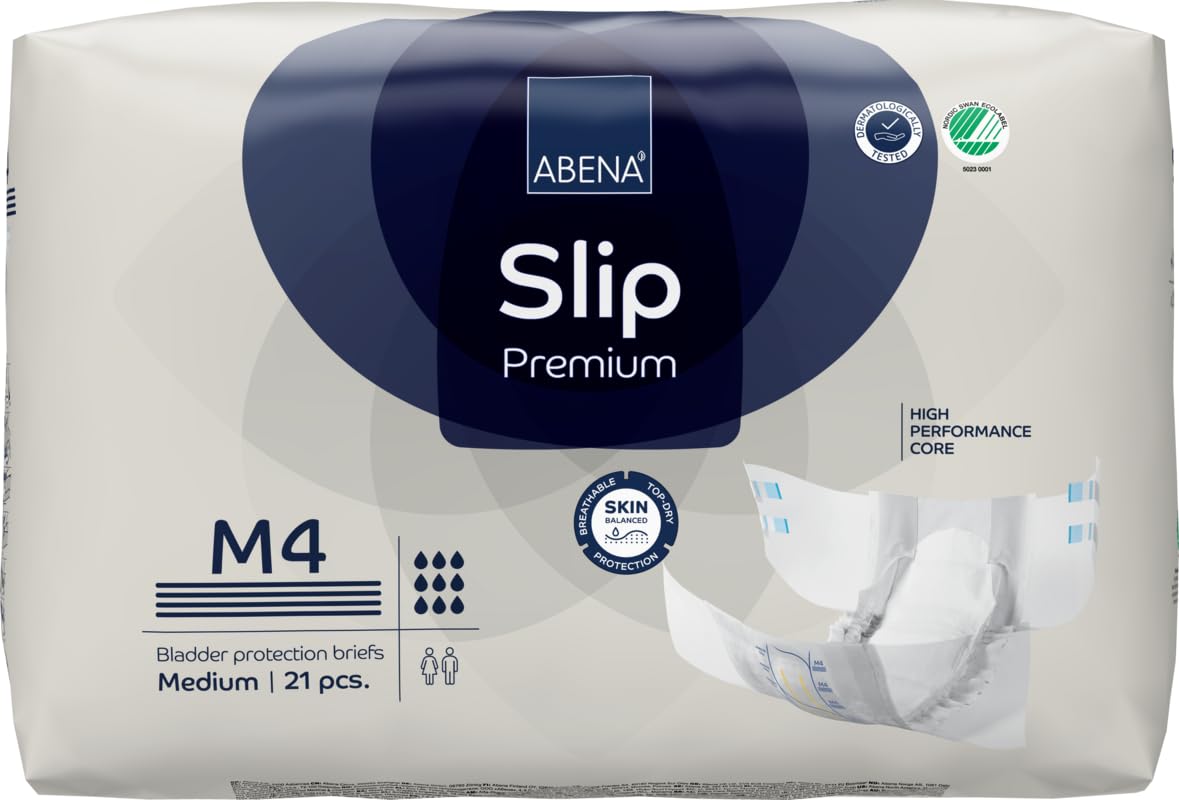 ABENA Premium All-In-One Incontinence Pads for Men & Women - Eco-Labelled, Medium 4, 70-110cm Waist, 2000ml Absorbency, 21PK
