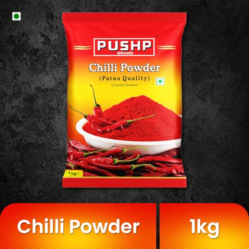 Image of PUSHP Brand Red Chilli Powder 1kg, Lal Mirch Powder with natural Oils | Patna Quality Lal Mirchi Powder | Perfect for Cooking, Pickles, Gravies & Traditional Indian Dishes
