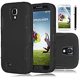 Galaxy S4 Case, EC™ 3in1 Hybrid High Impact Armor Case Defender Shockproof Combo Case for Samsung Galaxy S4 IV i9500 with Stylus (All Blacks)