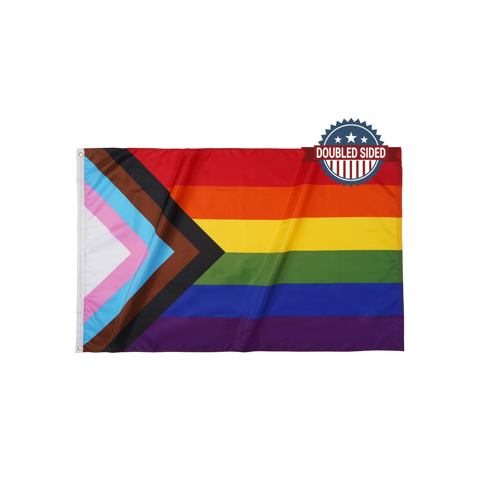 TOPFLAGS Progress Pride Flag 3x5 Ft Outdoor Double Sided Community LGBT Rainbow Transgender Pride Flag Fade Resistant Banner
