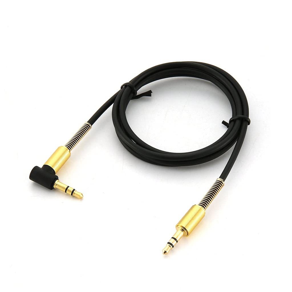 Câble audio mâle vers mâle avec prise jack stéréo 3,5 mm - Angle droit de 90 degrés - Câble à ressort