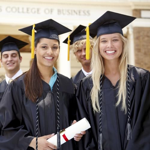 Image of Graduation Honor Cords Navy Blue and White Honor Cords with Tassels for Graduation Students