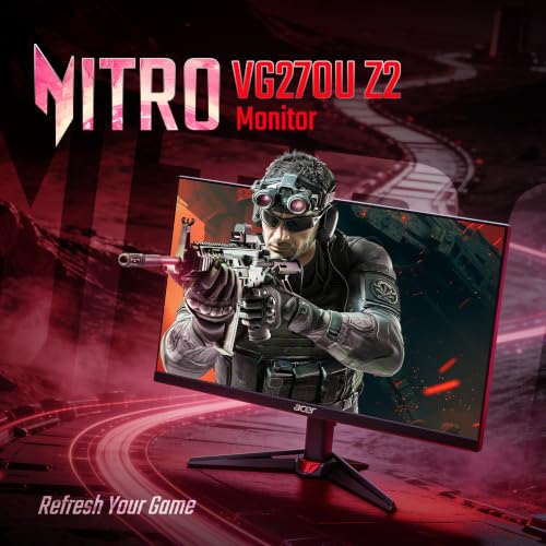 Image of Acer Nitro VG270U Z2 27 Inch QHD Gaming Monitor | IPS 2560x1440 | 275Hz Refresh Rate OC | DRR Support | 0.5ms GTG | DCI-P3 90% | HDR10 | AMD FreeSync Premium | HDMI 2.1, DP 1.4 | Dual 2W Speakers