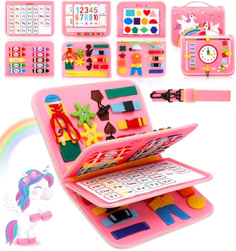 MOOING Busy Board per Bambini, 4 Couches Planche Montessori, Giochi Montessori 1 2 3 Anni, Pannello Sensoriale Bambini...