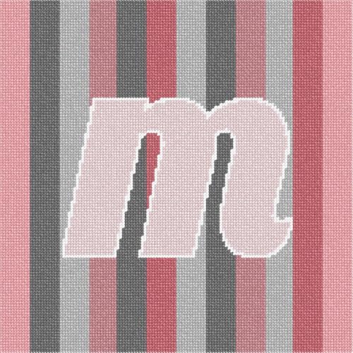Pepita Needlepoint Canvas: Lower Case M Rose Stripes, 10