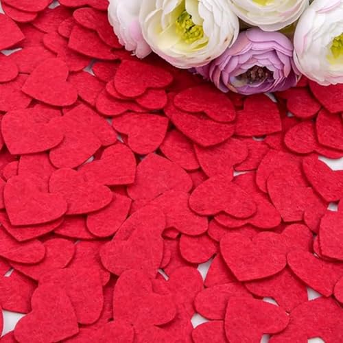 JIHUOO 100 Stück 3 cm rote Filzherzen Valentinstag Filzherzen Basteln Herz Verzierungen Scrapbooking Herz Ausschnitte Nähen Herz Applikationen Filz Liebe Dekorationen