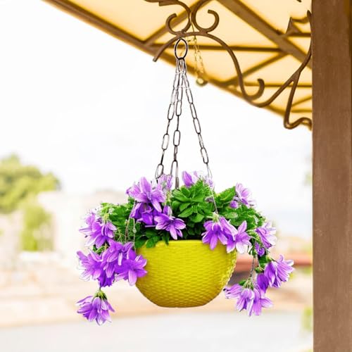 Image of Go Hooked Hanging Pots | Yellow | 7.1 Inch Diameter | 4.8 Inch Height | 3 mm Thickness | 13 Inch Chain | 6 Pieces