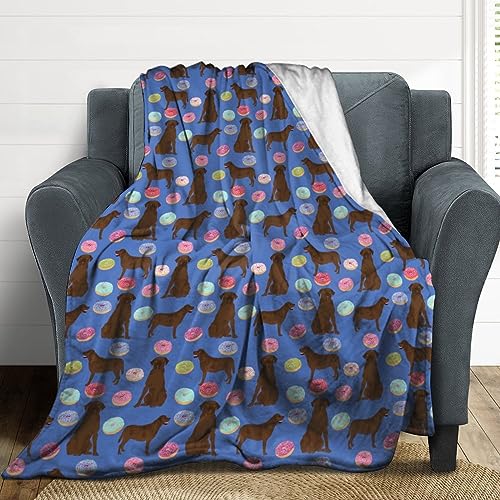 Unique Fleece Blanket for Boys Girls, Fuzzy Decorative Throw Blanket, Compatible with Abrador Retriever Dogs Pet Chocolate Labs Donuts, Cozy Warm Microfiber Blanket for Couch Bed Sofa Nap Sleep