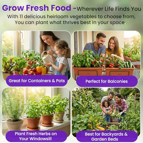 11 Heirloom Seeds for Planting Vegetables and Fruits, 4800 Survival Seed Vault and Doomsday Prepping Supplies, Gardening Seeds Variety Pack, Vegetable Seeds for Planting Home Garden Non GMO…