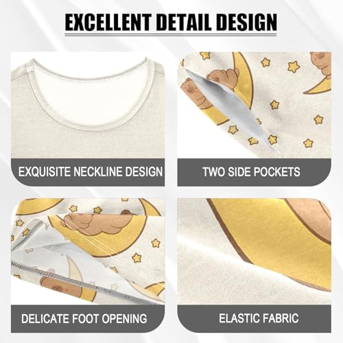 senya Capybara Family Sleeping Night Summer Pajamas Set Short Cotton Sleepwear 2 Piece4