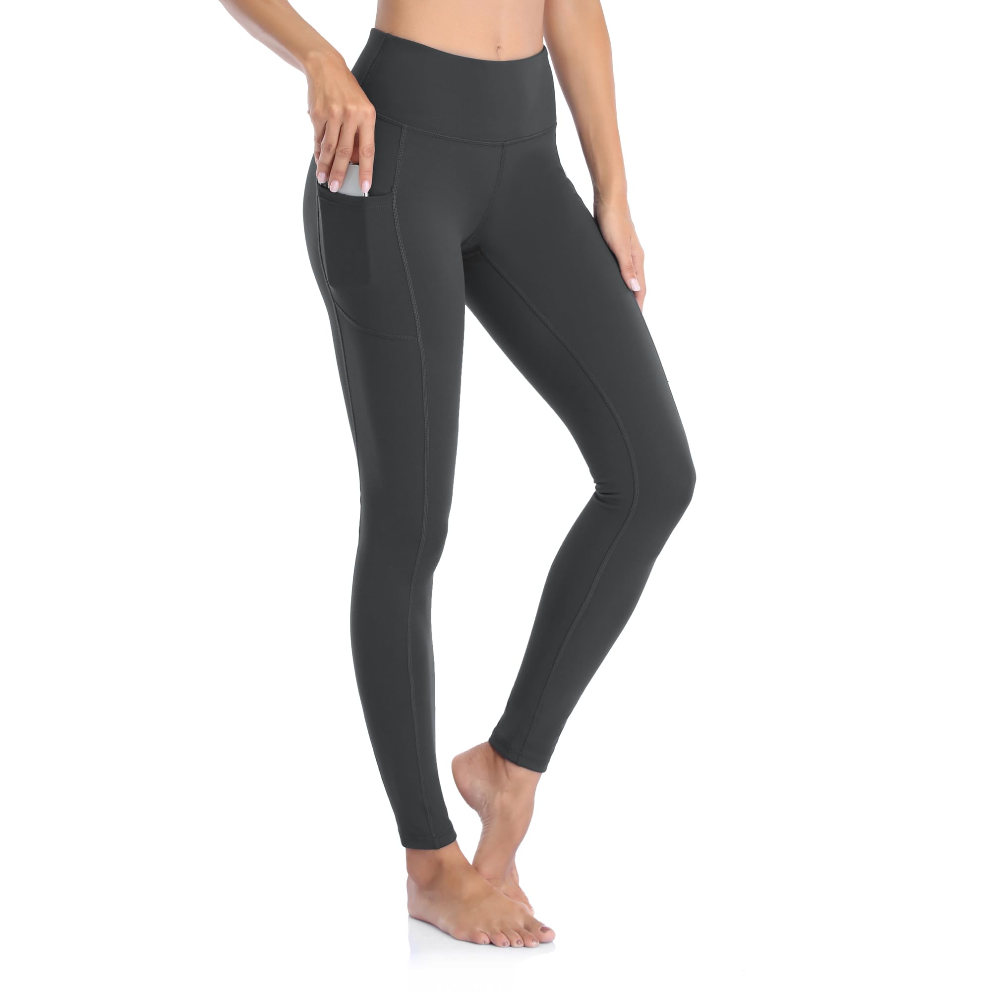 GIMDUMASA Sport Leggings Damen Schwarz Gym Leggins High Waist Sporthose Lang Yogahose Workout Fitness Laufhose Wanderleggins Hohe Blickdichte Taille mit Taschen