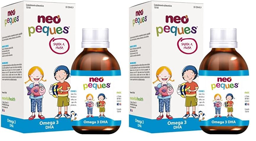 NEO PEQUES | Jarabe Infantil Omega 3 DHA | 150 ml | Ayuda a Mejorar la Concentración | A Base de Omega 3 DHA y Vitaminas | Delicioso Sabor Fresa (Paquete de 2)