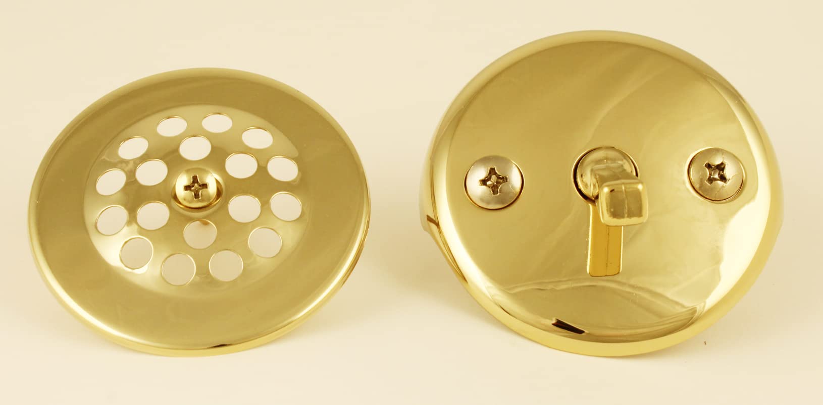 Condition photo showing New/Like New for 3-1/8" trip lever tub trim only set with 2-hole overflow faceplate, polish brass finish - by plumbusa