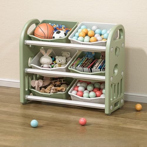 FILWY 子供用おもちゃ収納ラック 大容量 組立簡単 絵本棚/シェルフ 子供部屋用 入園祝い入学プレゼント (縦77*横32*高さ66 cm,C)